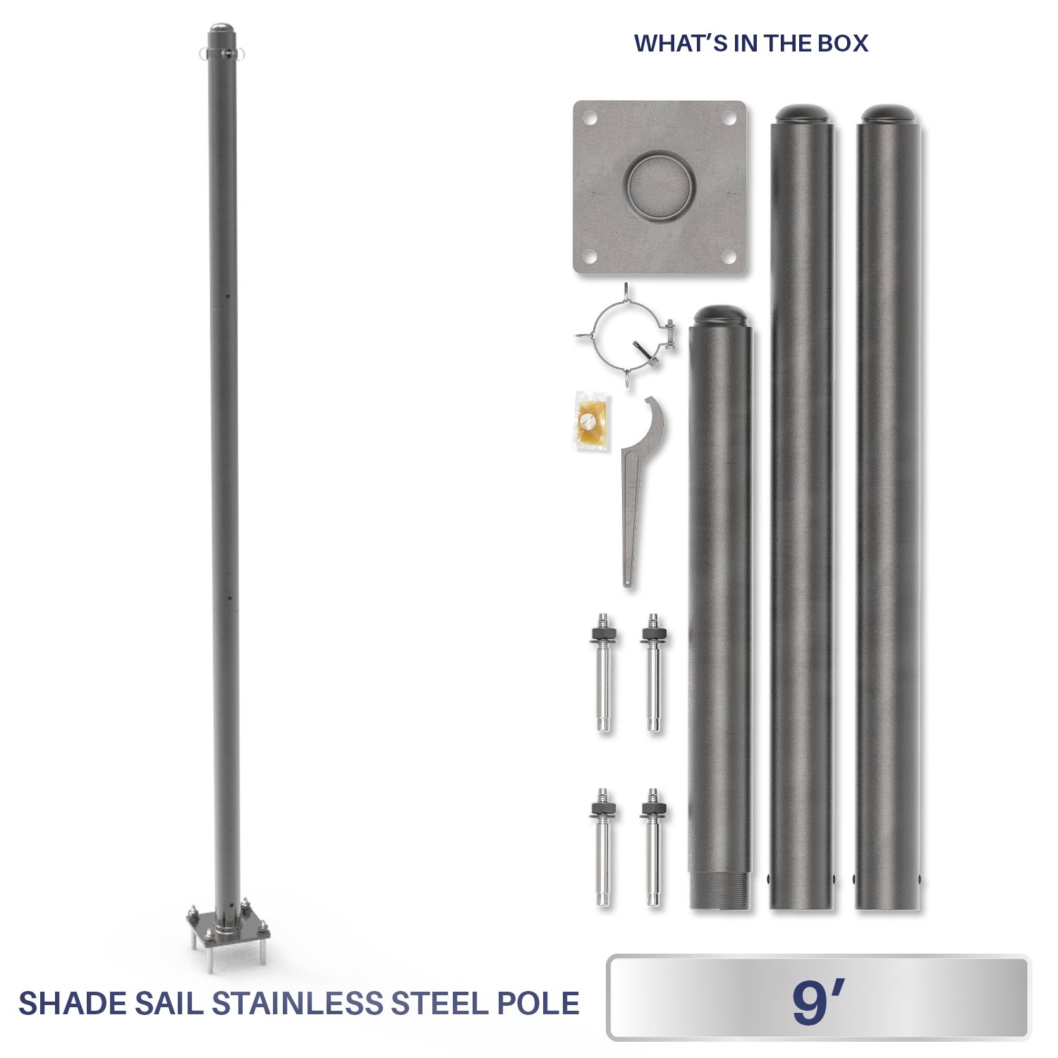 Windscreen4less 108" Sun Shade Sail Pole, Knitted Shade