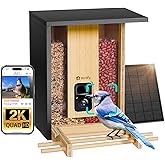 NETVUE by Birdfy Smart Bird Feeder with Camera Solar Powered,2K Live Steam&Permanent AI Identify for Birds&Motion Detection,Birds Watching Ideal Wood Feeder for Chistmas Gift for mom,Bird-Lover
