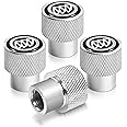 iPick Image for Buick Logo in Black on Shining Silver Aluminum Tire Valve Stem Caps