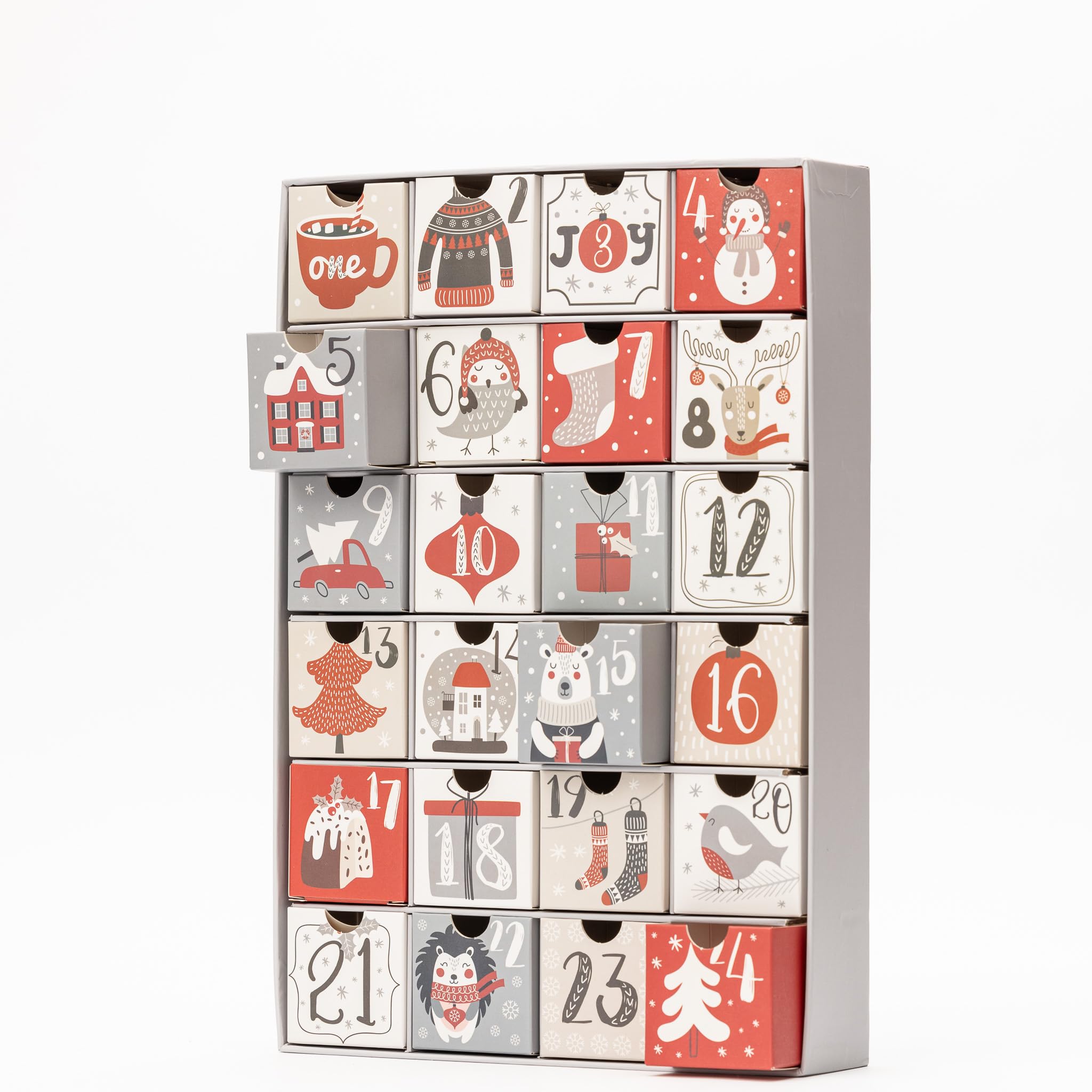 Fill Your Own Advent Calendar 24 Days Reusable 1-24 Empty Drawers for Christmas Countdown (Silver)