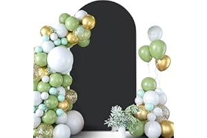 TOPEIGHT Arch Backdrop Stand Cover 7.2Ft Black Thick Spandex Fabric Arch Backdrop Cover High Elasticity Fitted Round Top Arch Backdrop for Wedding Birthday Party Baby Shower Decoration