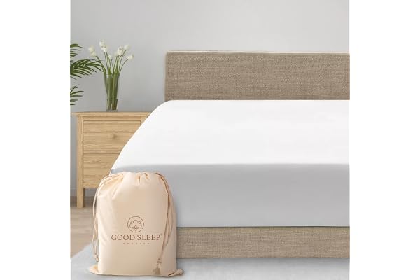 Good Sleep Bedding Queen Fitted Sheet - 100% Egyptian Cotton, 800 TC, 16" Deep Pocket, Sateen Weave - White