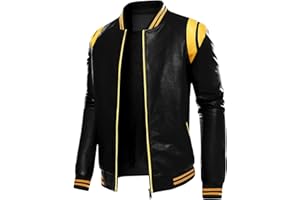 chuida Mens Stand Collar leather jacket Motorcycle Lightweight leather jacket men Faux Leather Bomber Casual Outwear