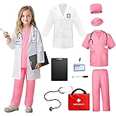 Nabobs Doctor Costume for Kids with Realistic Stethoscope Career Day and Halloween Kids Scrubs for Girls Costume