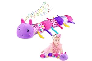 USSYBABY Baby Girl Toys 0-6 Months, Baby Soft Stuffed Animal Toys with Multi Textures,Rattle,Crinkle,Baby Girl Gift, Baby Girl Toys 6 to 12 Months,Infant 3 4 5 7 8 9 Months Old Baby Toys,Caterpillar-Purple