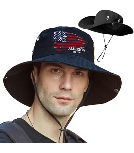 Amazon.com: Mepase 2 Pcs Sun Hat American Flag Bucket Hat  display picture 3