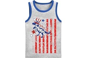 SUGARAIN Toddler Boy Girl 4th of July Tank Cotton Kids American Flag Shirts Patriotic Outfit Independence Day Tees Top