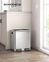 SONGMICS Dual Rubbish Bin 2-Compartment Pedal Bin with Lids 15 L Bags view 2