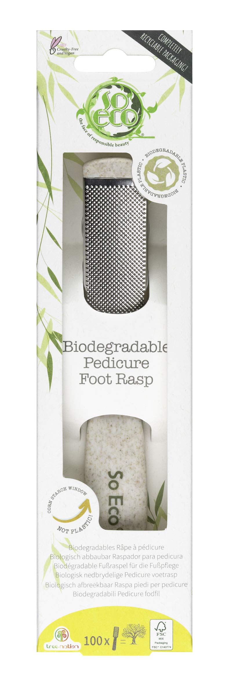 So Eco Pedicure Foot Rasp - Biodegradable, Dual-Sided Callus File & Hard Skin Remover for Smooth Feet, Vegan, Cruelty-Free & Eco-Friendly Foot Care Tool