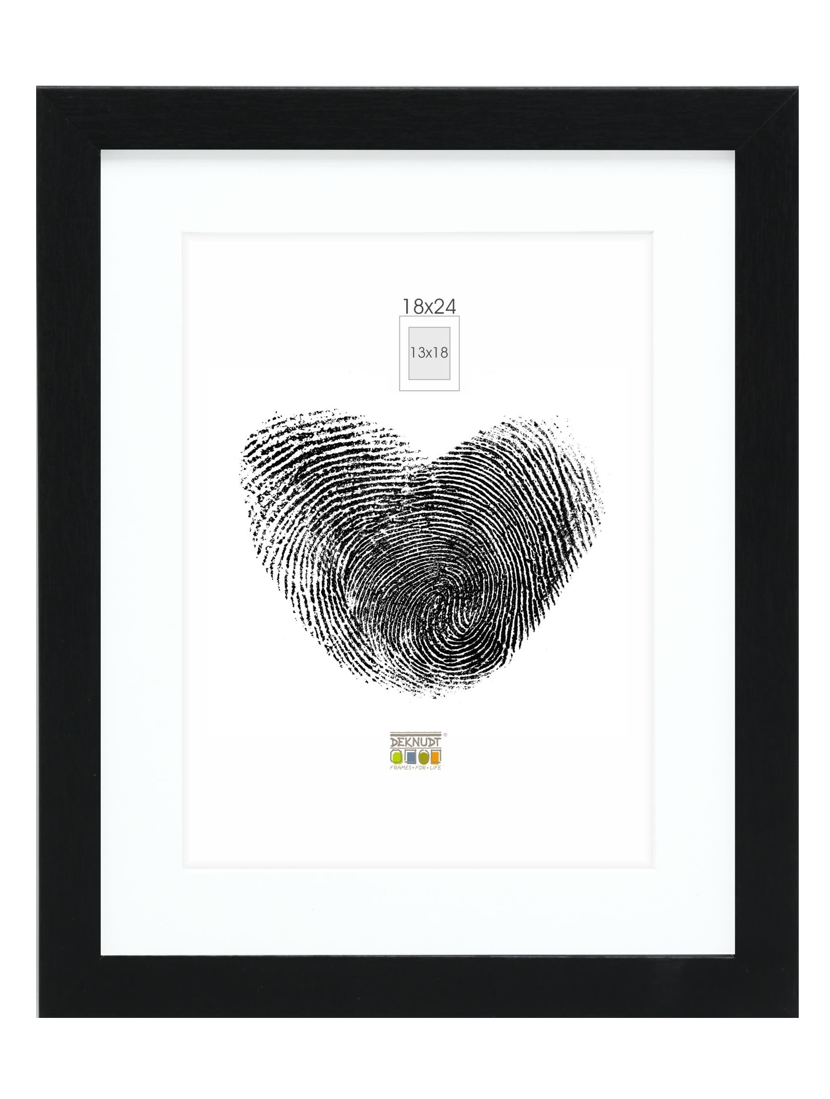 Deknudt Frames S66KF2-P1-18.0X24.0 Basic Picture Frame with Photo Mount Wood/MDF 27.2 x 21.2 x 1.5 cm Black