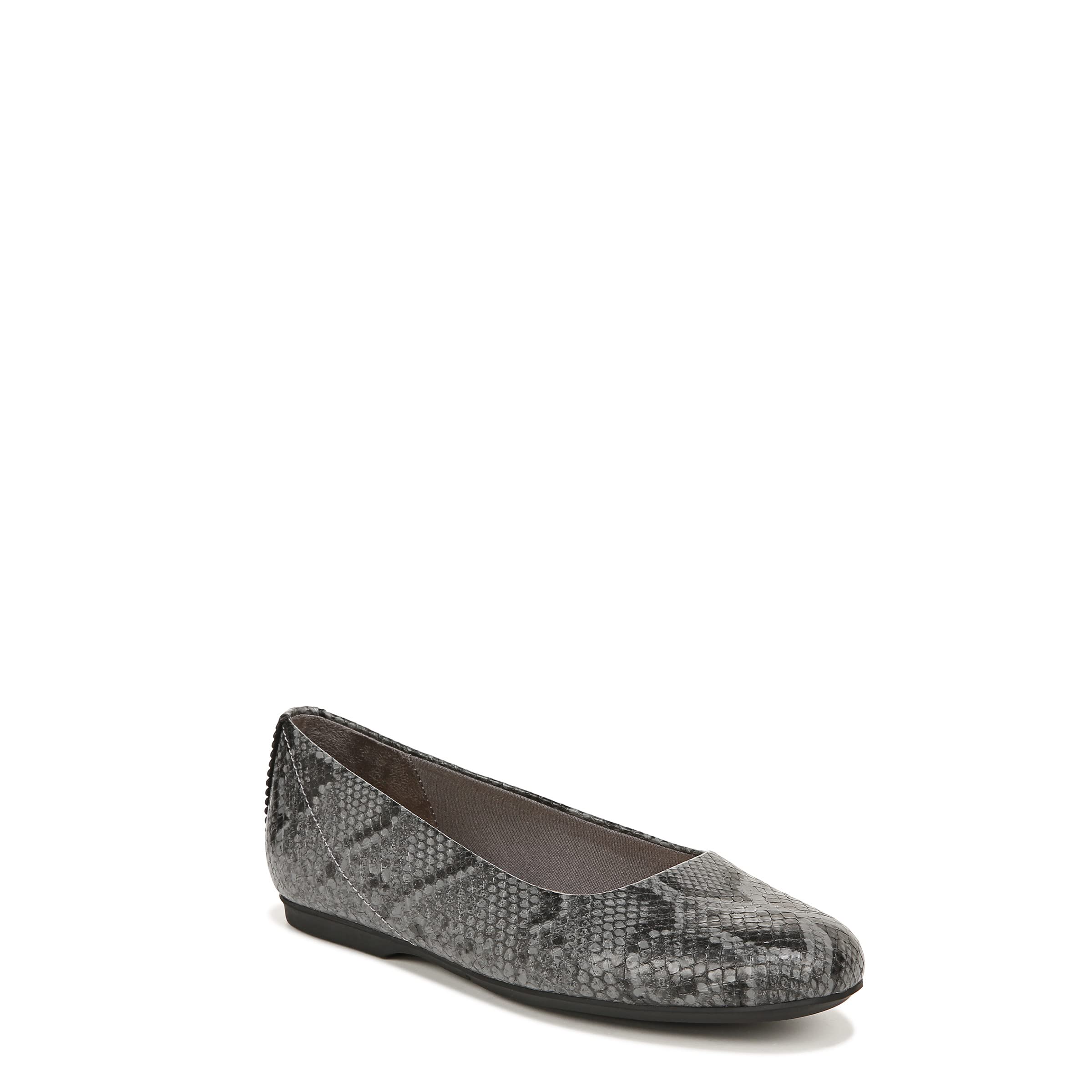 Dr. Scholl’s Womens Wexley Slip On Ballet Flat Loafer Dark Grey Snake Print 6 M