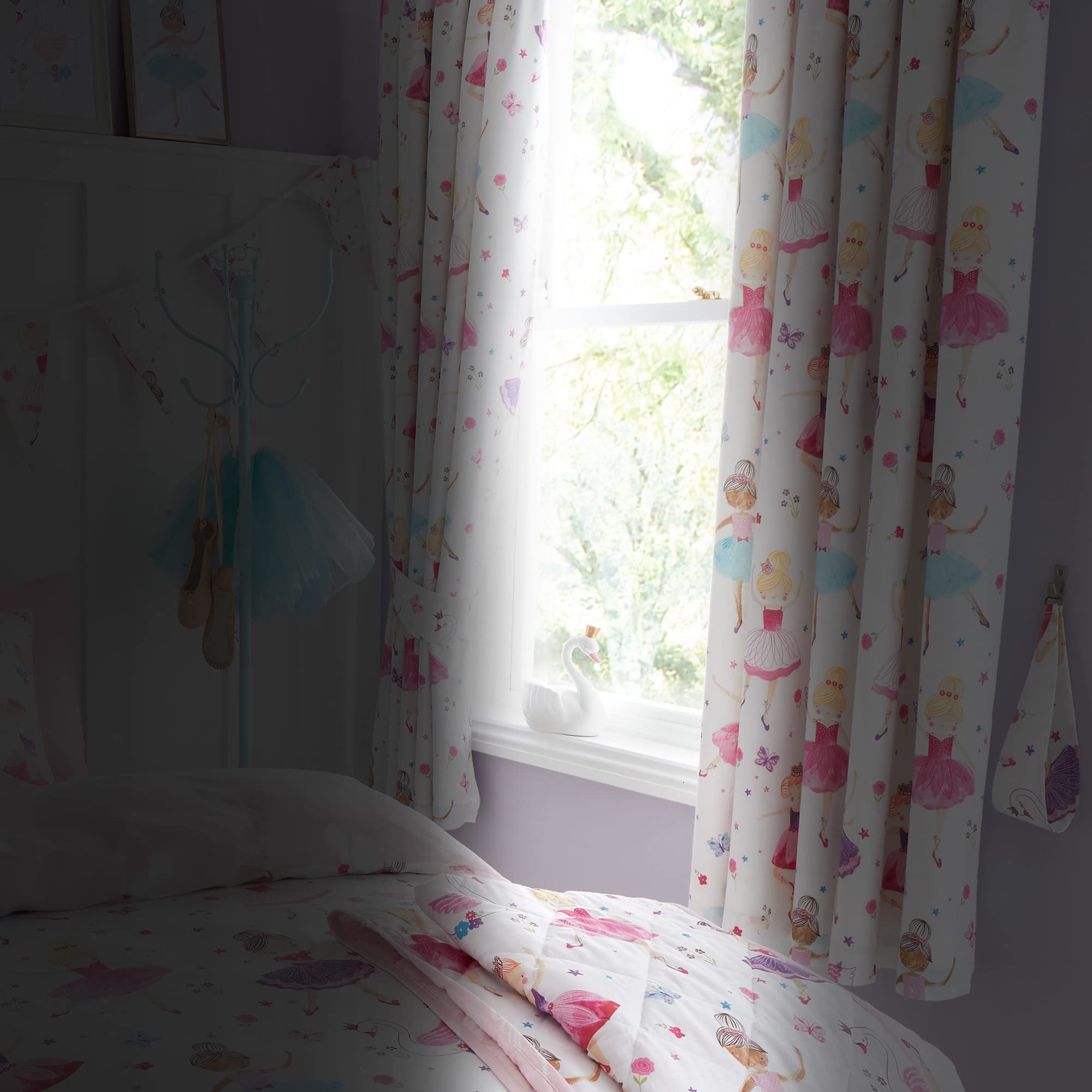 Happy Linen Company Girls Isabella Polka Dots Pink 66" x 72" Ring Track Pole Fully Lined Thermal Blackout Pencil Pleat Curtain Set