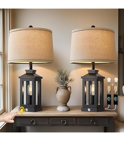 Night Stand Lamps Reyokale Set Of Farmhouse Table Lamps For