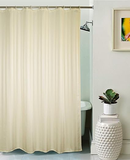 SS SALES Plain Polyester Shower Curtain (Beige, 72x84)