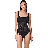 Profile by Gottex Textured Square Neck One Piece - Front Lining with Midsection Mesh Cutout, Soft Cups, Adjustable Straps