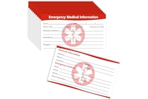 MEDMAX Emergency Medical Information ID Card 10 Pcs, Emergency Contact ID Cards Medical Alert Card for Wallet Phone Pocket Handbags