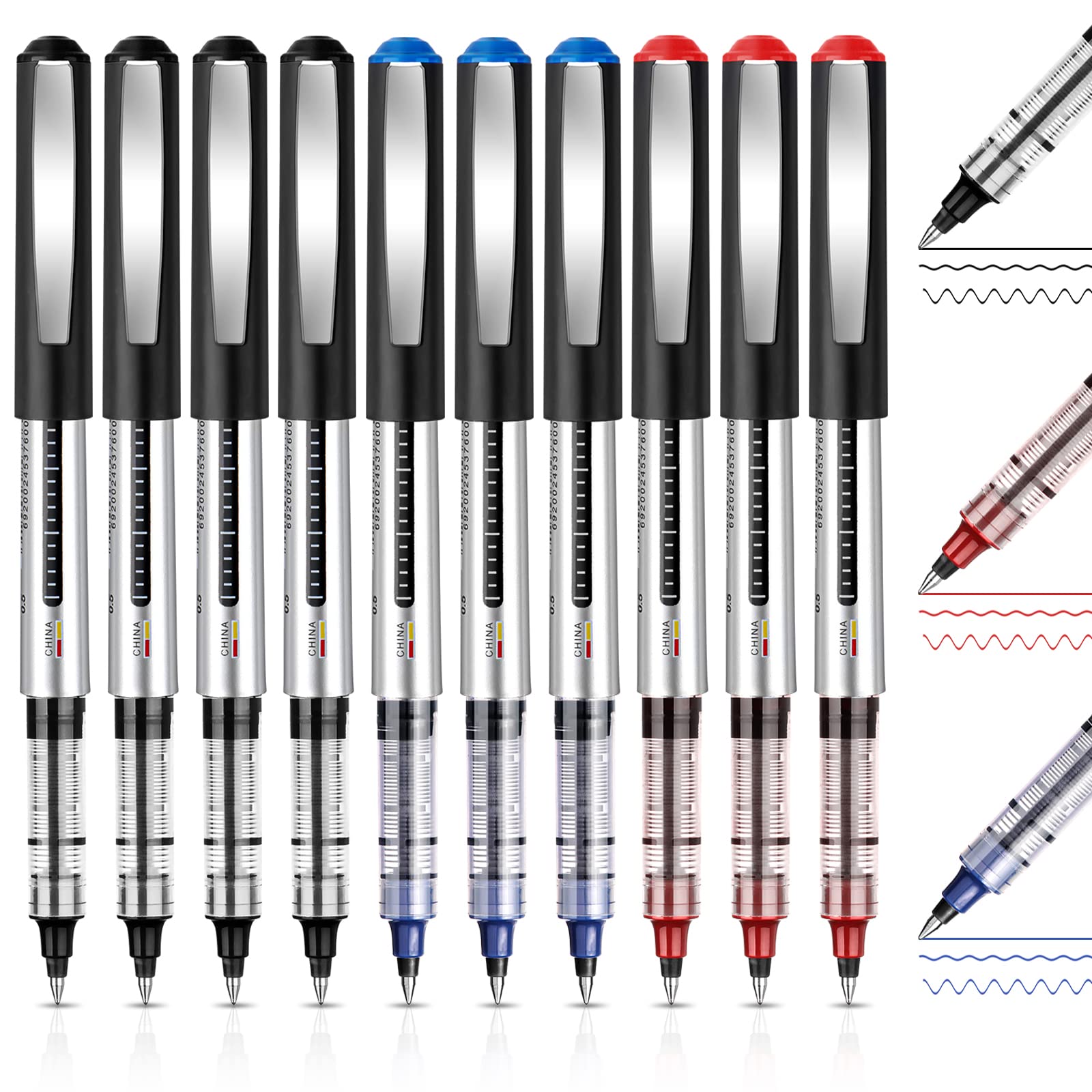 Rollerball Pens, 10 Pack Liquid Ink Rollerball Pens, 0.5mm Gel Pens, Quick-Drying Ballpoint Pens Writing Pens Ink Pen for Kid Adult Writing School, Work, Home Office Supplies (Multicolor) — image 1