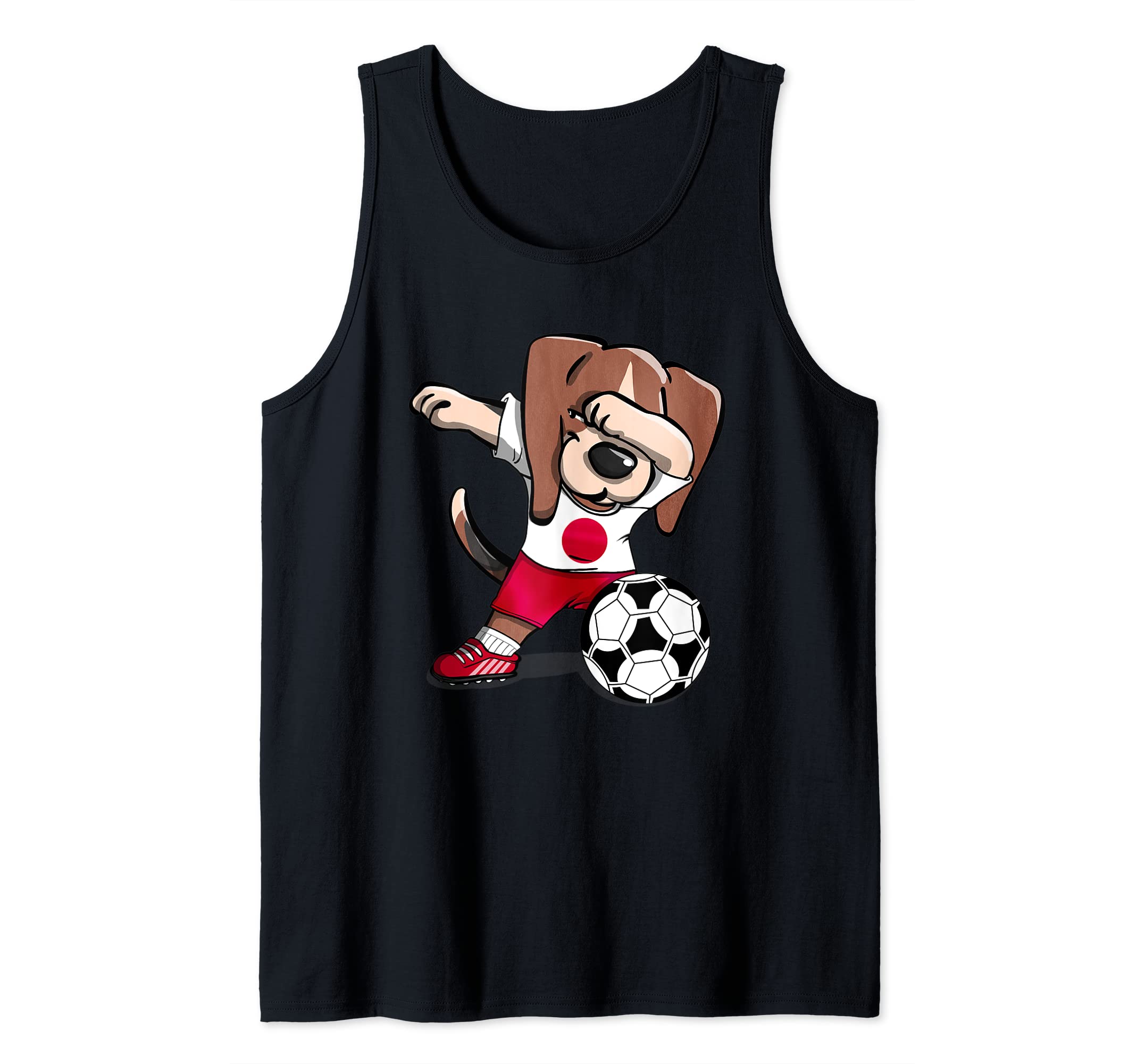Funny Dabbing Beagle Dog Japan Football Japanese Flag Soccer Tank Top