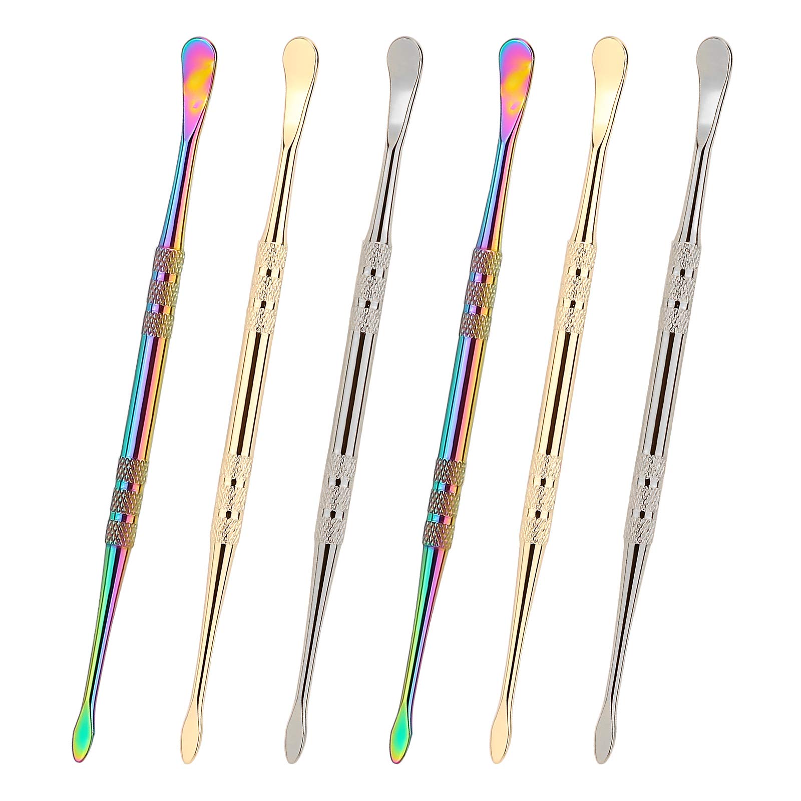 LUTER 6 Pieces Wax Carving Tool Sculpture Modeling Tools Stainless Steel Wax Carving Tool for Sculpturing Spoon 4.7 Inch (Gold, Silver, Rainbow)
