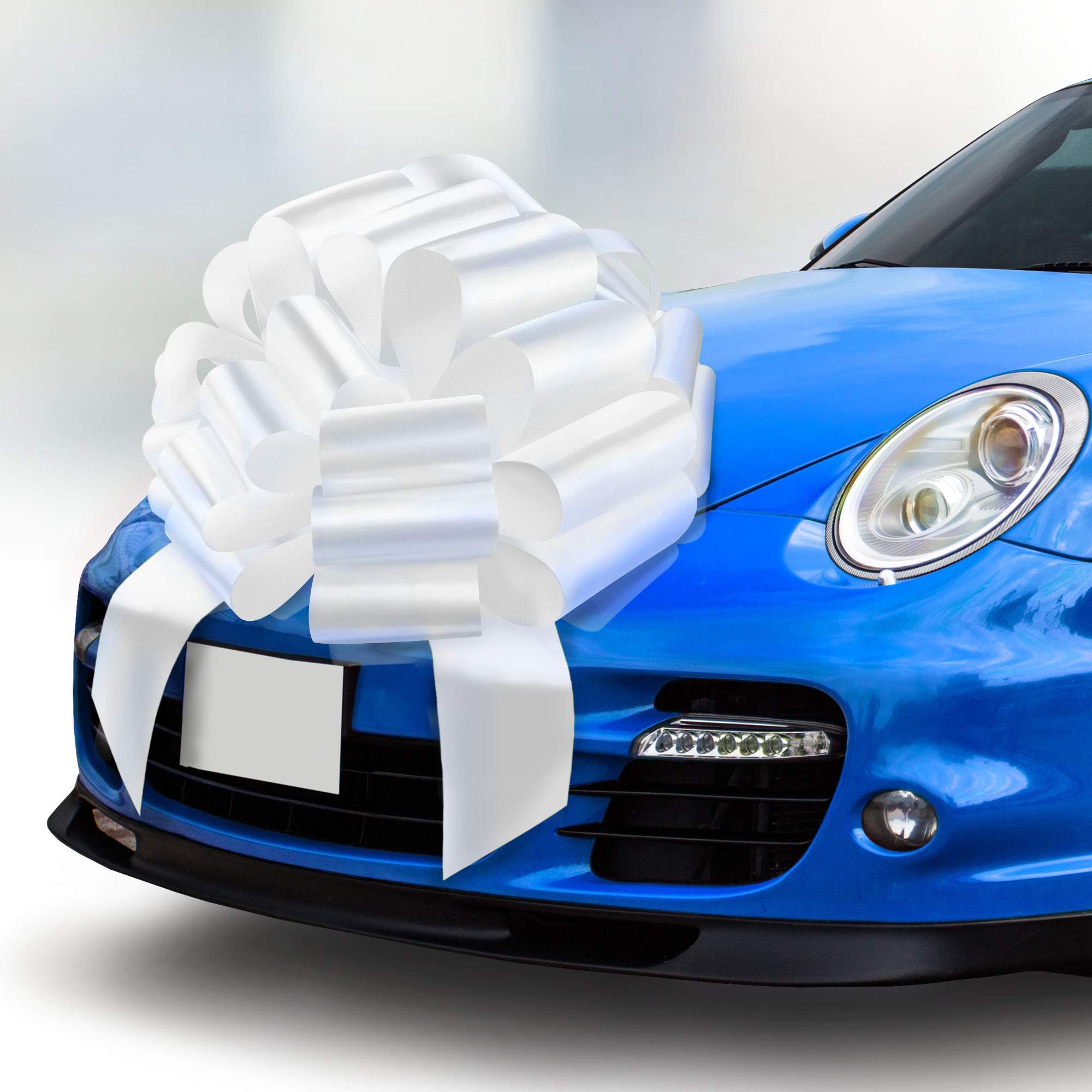 Mifflin - Big Car Bow - White, 23 Inch - Giant Gift Bow for Birthday, Christmas - Huge Car Décor