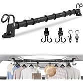 Adjustable Reinforced Car Clothes Hanger Bar, 80Lbs Max Load, Fit Most Cars | 4Pcs Accessories; High-Strength Hook, Built to Last; Non-Slip; Easy Assembly; Clothes Rack for Car Travel, Business Trips