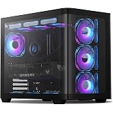 darkFlash ATX Mid-Tower Gaming PC Case, Back Plug-in BTF Motherboard, with 4 ARGB Fans Computer Case, Full View Curve Glass Dual-Chamber PC Case, Type C Port, Supports Dual 360mm AIO, Black(DPW90)