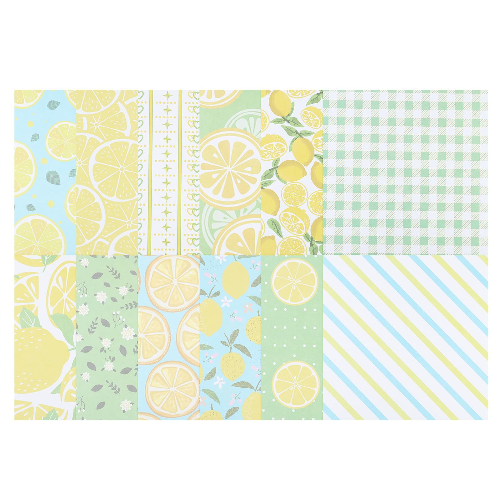 PATIKIL 12x12 Scrapbook Specialty Paper, 24 Sheet Double-Sided Lemon Style Decorative Craft Paper Creative Sheet for Photo Decor Journal DIY Card,Yellow
