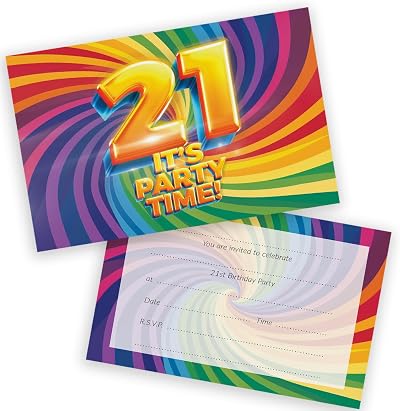 Stuff4 21st Birthday Party Invitations 20 Pack A6 with Envelopes