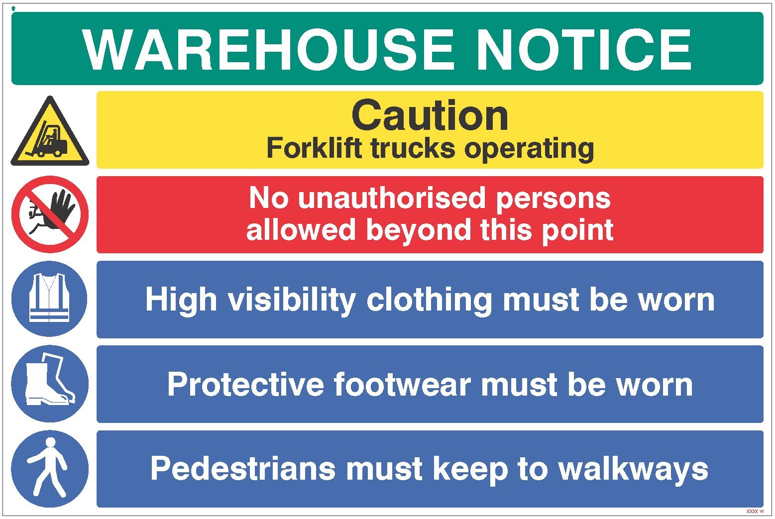 Caledonia Signs 14307W Warehouse Safety Caution Forklift Trucks