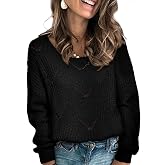 Dokotoo Women's Sweaters Boat Neck Hollow Out Crochet Knit Fall Outfits | Off the Shoulder Sweater,2026 Fall Winter Outfits,L