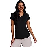 RBX Running Shirt for Women, Short Sleeve Buttery Soft Lightweight Space Dye V-Neck T-Shirt