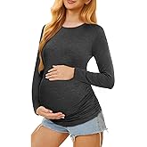 MIRAZEN Maternity Shirts Long Sleeve Pregnancy Top for Women with Crew Neck Casual Tee Shirts