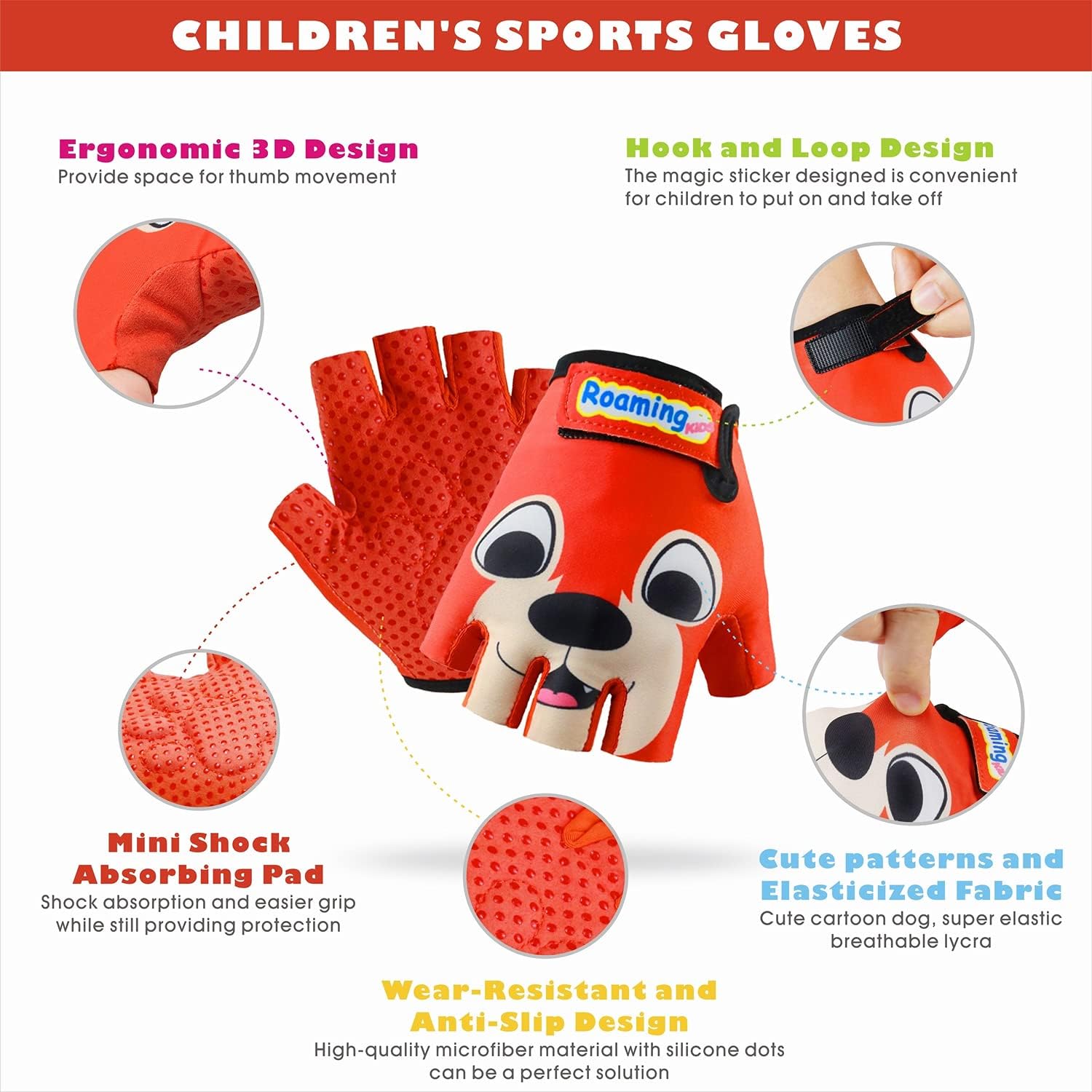 Kids Bike Gloves, Padded Grip Palm Fingerless Gloves for 2-10 Years Boys and Girls Cycling Balance and Pedal Bicycles Scooter Skateboard Outdoor Recreation: Sports & Outdoors
