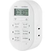 myTouchSmart Plug-in Digital Timer, 1 Polarized Outlet, White | Custom On/Off, 3 Presets, and Countdown Mode, Battery Backup, For Indoor Use, Plug-in Timer for Electrical Outlets