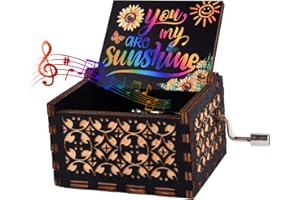 byykit You are My Sunshine Wood Music Boxes,Laser Engraved Vintage Wooden Sunshine Musical Box Gifts for Birthday/Christmas/Valentine's Day (Black)