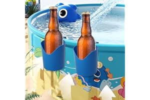 2PCS Poolside Cup Holder Swimming Pool Storage Rack No Punching Bottle Hanging Racks Pool Drink Beer Glass Holder (Blue,14 * 
