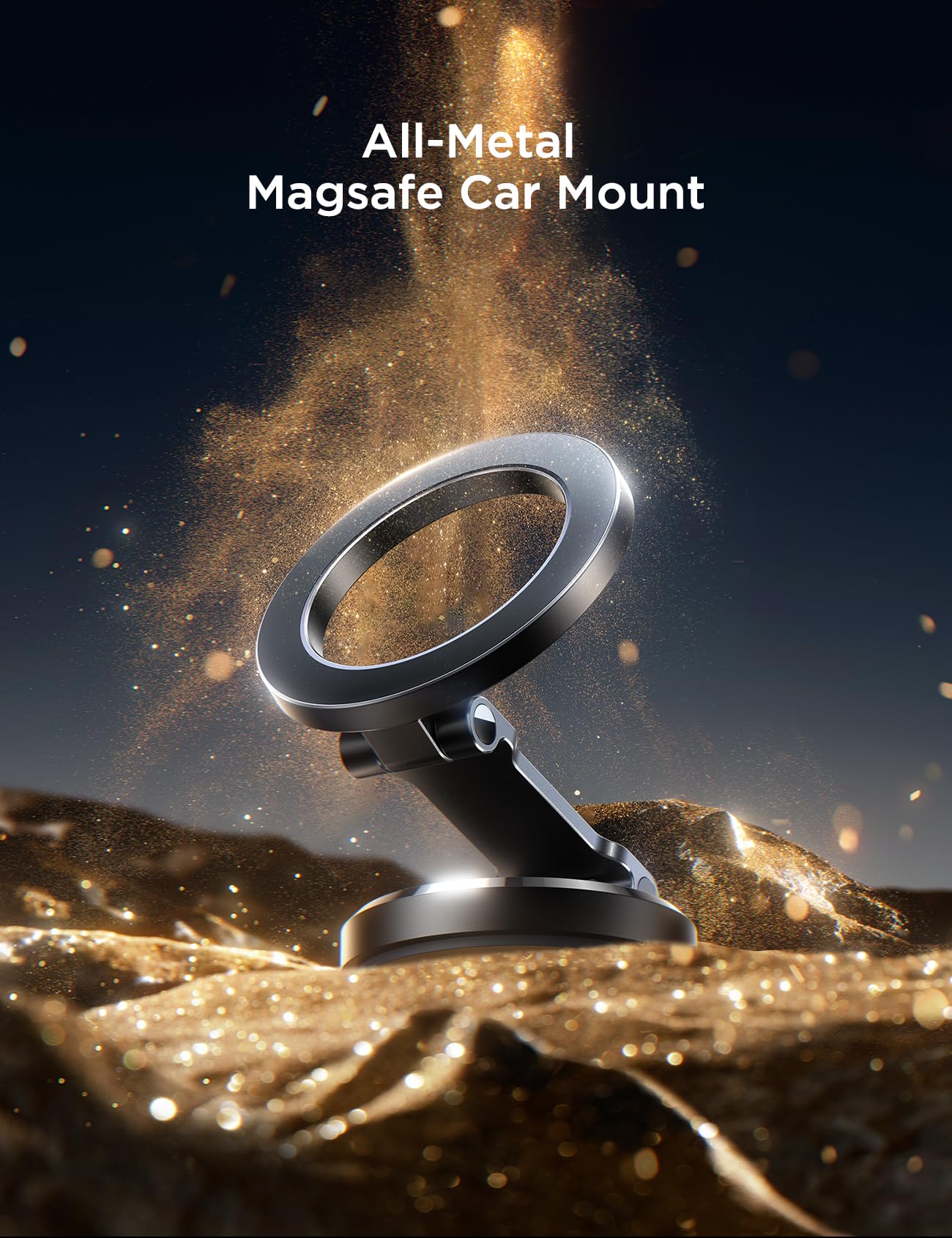 JOYROOM Fits MagSafe Car Mount, [All-Metal] Magnetic Phone Holder for Car with Strong Magnets, 360° Adjustable iPhone Car Mount, Car Accessories for Women Men, for iPhone 16 15 14 13 12 Pro Max Plus