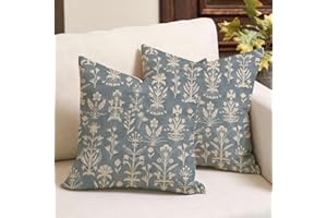 RABUSOFA Vintage Floral Throw Pillow Covers 18x18 Set of 2, Boho Farmhouse Neutral Pillowcases, Decorative Cushion Covers for