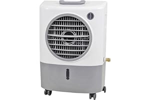 Portable Swamp Coolers - 1300 CFM MC18M Evaporative Air Cooler with 2-Speed Fan, 53.4 dB - 500 sq. ft. Coverage Evaporative Air Cooler Portable High Velocity Outdoor Cooling Fan by Hessaire - White
