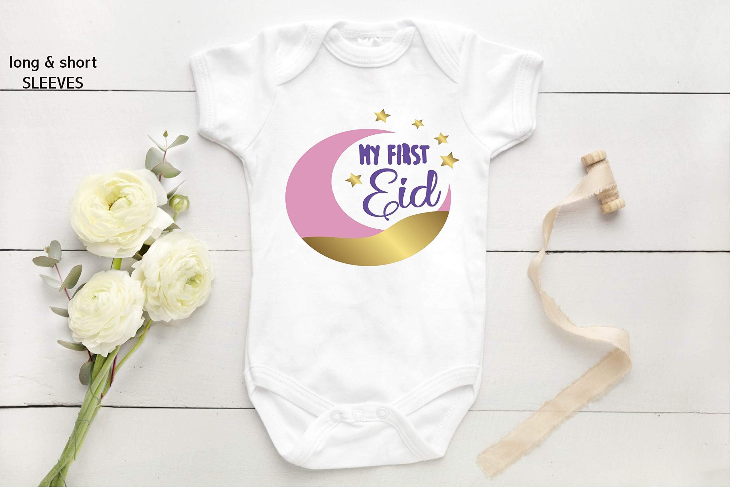 My First Eid baby bodysuit baby gift Eid Mubarak baby present personalised baby clothes personalised baby unisex vest CHOOSE COLOR!