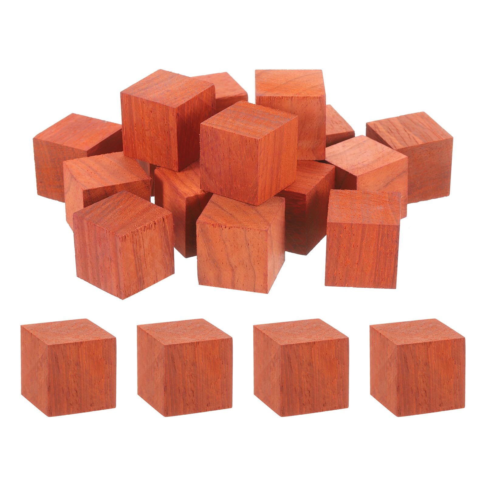sourcing map 15 Pcs Wooden Blocks, 0.98 Inch Unfinished Wooden Blocks for Crafts Small Blank Wooden Blocks Wood Square Blocks for Arts Crafts and DIY Decor, Safflower Pear