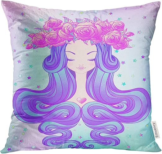 Amazon Com Upoos Throw Pillow Cover Cute Teen Girl With Closed