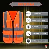 AYKRM Personalised Hi Vis Safety Vest 21 Colors Zipper Pockets EN20471 view 6
