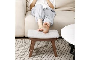 HOUCHICS Foot Stool, Small Foot Stools, Foot stools, Foot Stools Ottoman, Foot Stool for Living Room, Wooden Step Stool (Walnut Legs-Gray Cover)