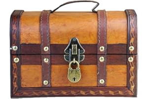 Brynnberg | Pirate Treasure Chest Storage Box - William 8,7" x5,5 x5,5 - Durable Wood & Metal Construction - Unique, Handmade Vintage Design With A Front Lock - Striking Decorative Element