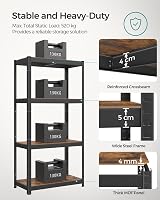 SONGMICS Shelving Unit 40 x 80 x 160 cm Rustic Brown Black 520 kg Load view 3