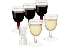 True Party Disposable Plastic Wine Glasses, Stemmed Clear Plastic Cups for Outdoors, Parties, 6 Oz Set of 20