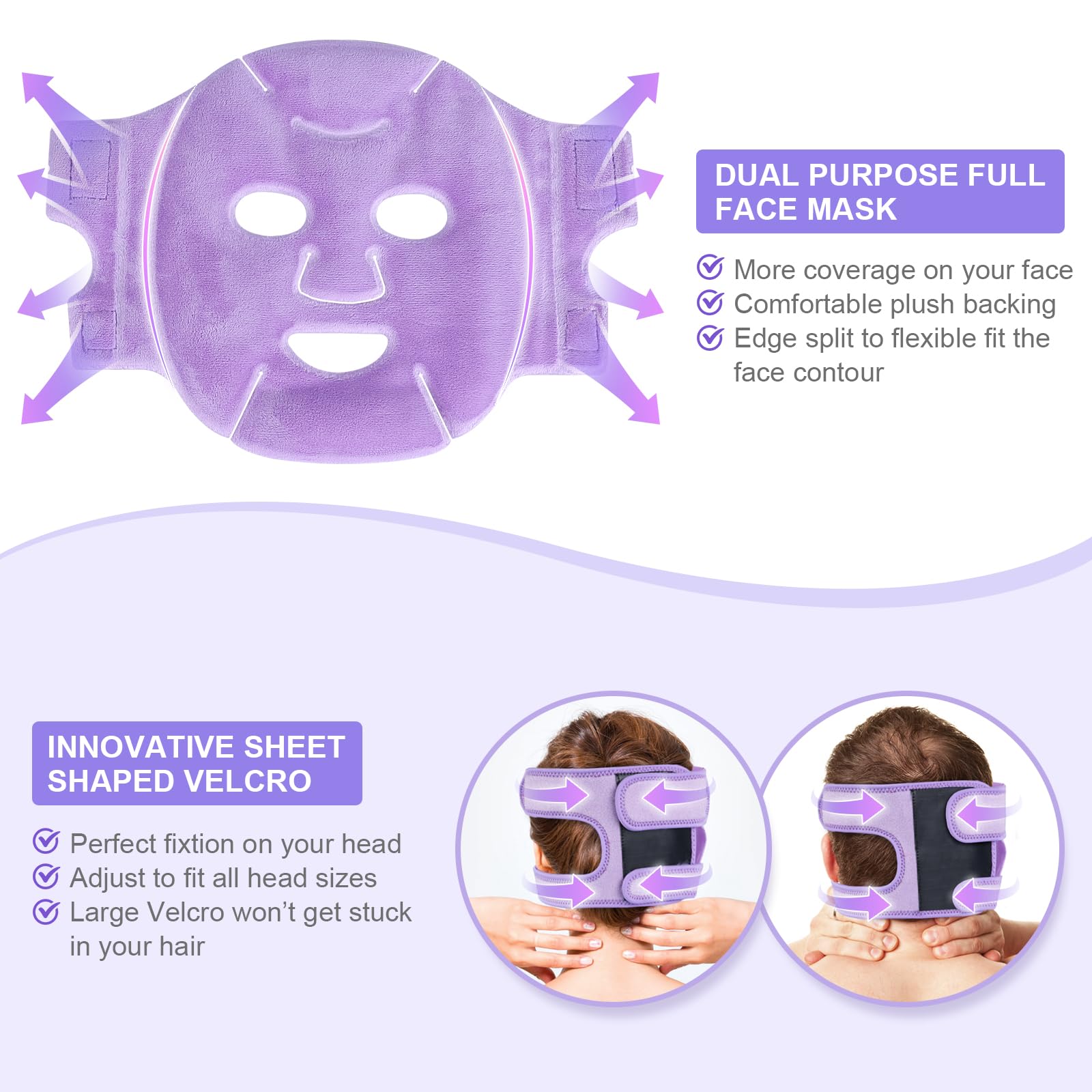 Atsuwell Cooling Ice Face Eye Mask Set for Dark Circles and Puffiness, 6 Gel Cold Packs for Face, Eyes, Soft Plush Lining Ice Pads Cold Compress, Relaxation, Cool Bag Included