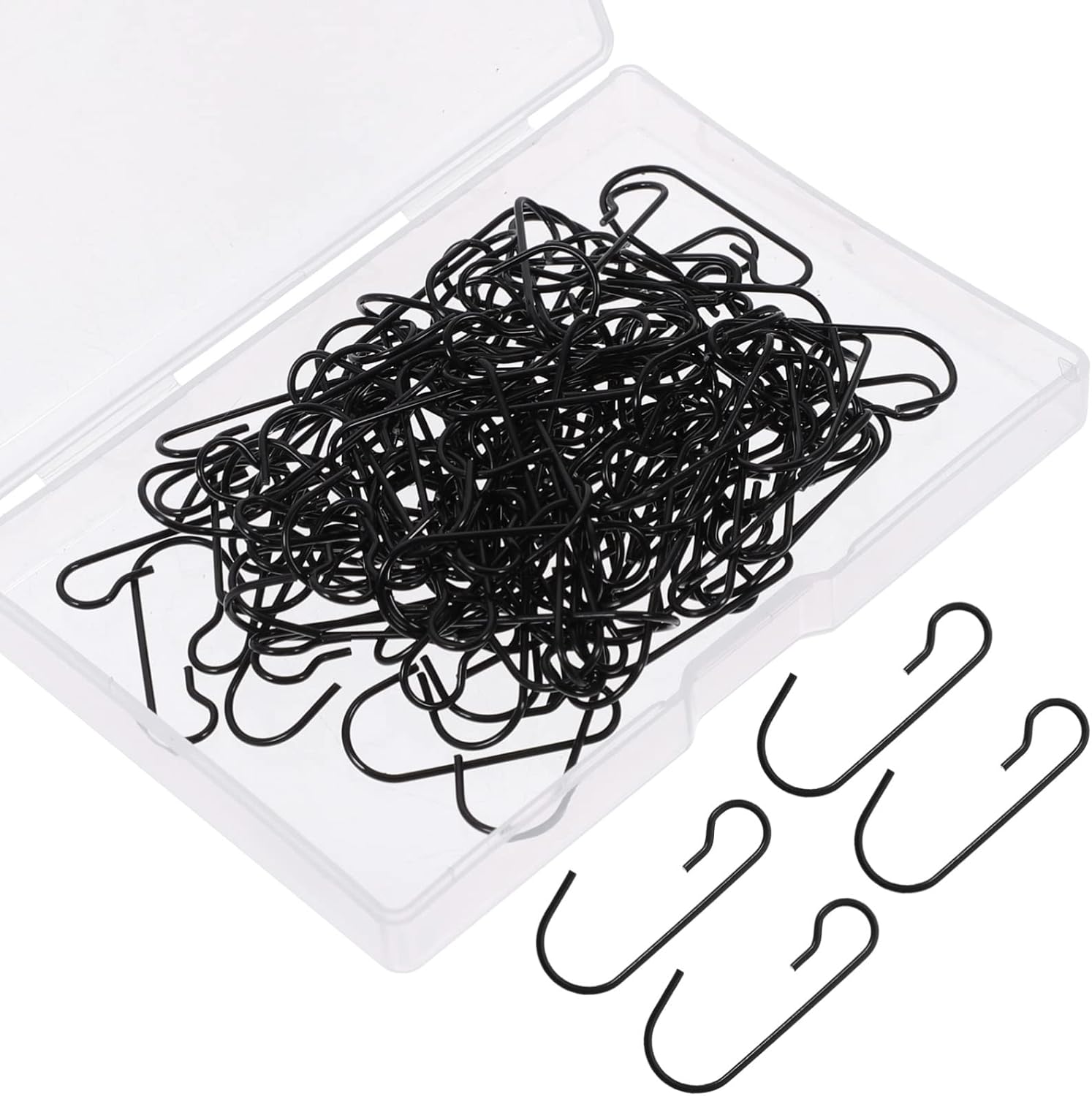 Ornament Hooks - Angoily 120PCS Christmas Ornament Hooks Black, Metal Wire Ornament Hooks Christmas Tree Hangers with Storage Box for Christmas Tree Decoration (Black)