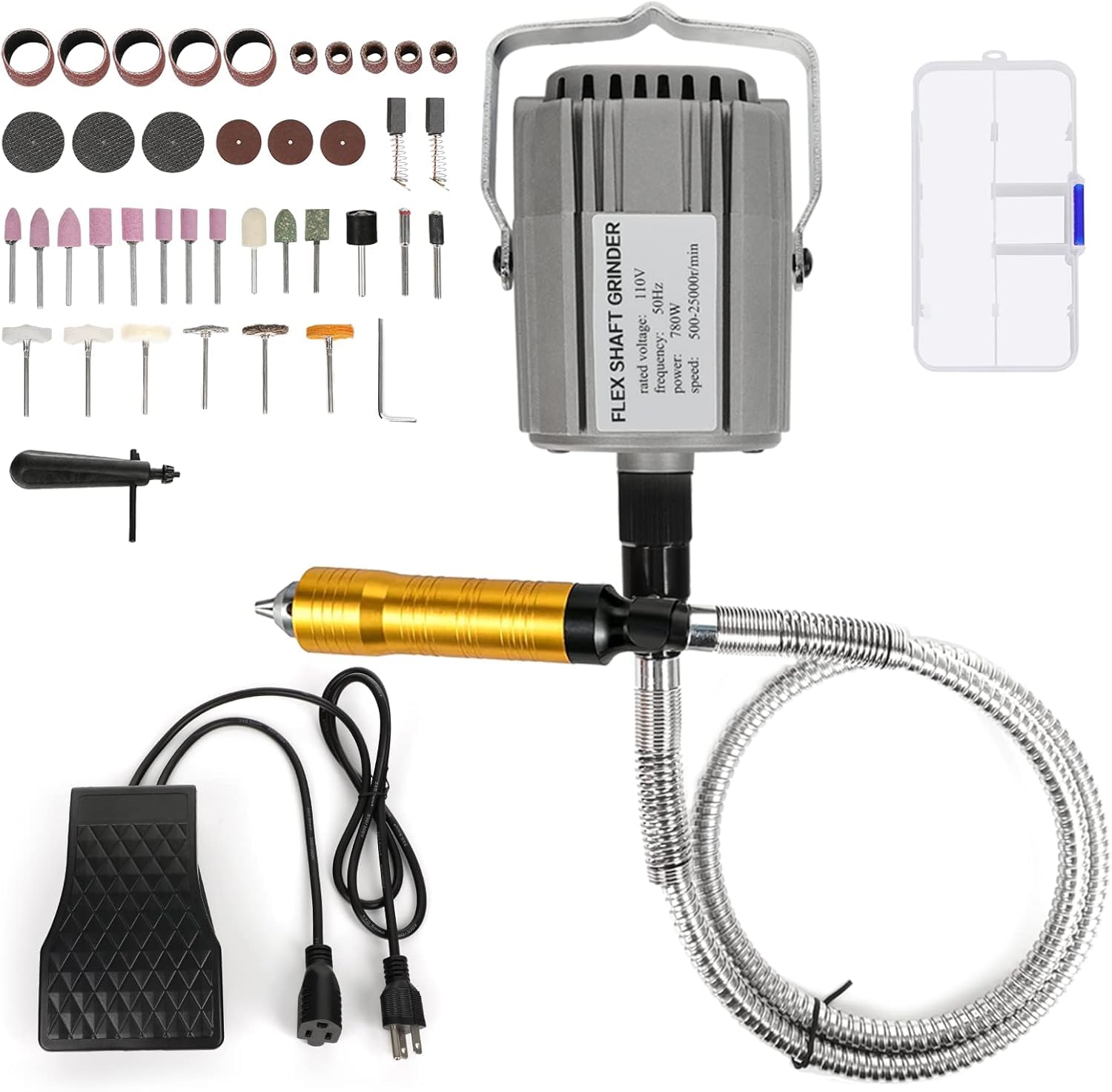 Photo 1 of Shaft Grinder 780W Rotary Tool 500-25000RPM Rotary Carver with 0.26" 3-Jaw Chuck & Stepless Speed Foot Pedal Hanging Grinding Machine Accessories for Jewelry Polishing Grinding DIY